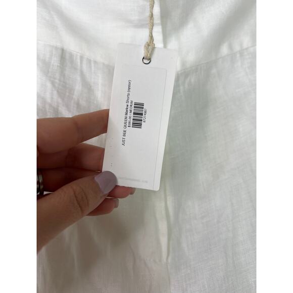 NWT Just Bee Queen High Rise Linen Pockets Marlow Chino Shorts White Sz: Medium - Picture 5 of 8
